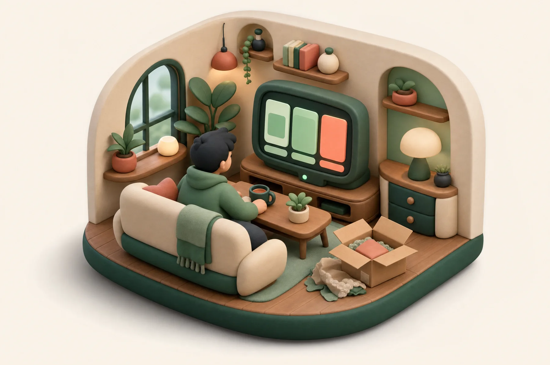 The Returo return portal as a clay diorama.